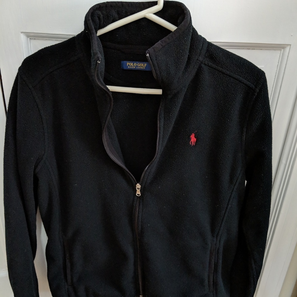 Mens Polo Golf Large Black Fleece